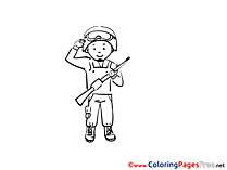 Soldier for Kids printable Colouring Page