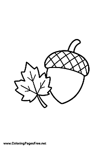 Acorn with Oak Leaves Coloring Page