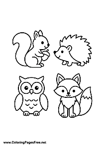 Autumn Animals Coloring Page for Kids