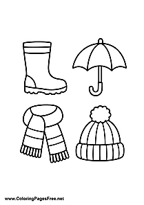 Autumn Clothes Scarf Boots Hat Coloring Page