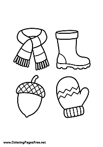 Autumn Clothing Scarf Boots and Hat Coloring Page