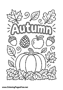 Autumn Coloring Page with Autumn Lettering