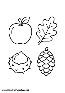 Autumn Fruit Symbols Coloring Page