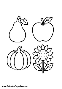 Autumn Fruits Pumpkin Apple Pear Coloring Page
