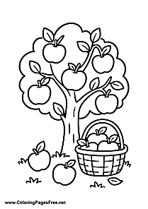 Autumn Harvest with Apples Coloring Page