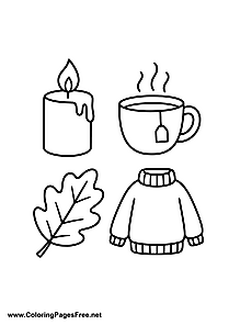 Autumn Items Coloring Page