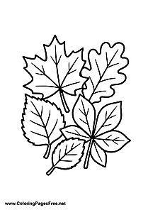 Autumn Leaves with Acorns Coloring Page