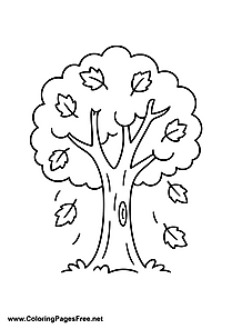 Autumn Tree Coloring Page to Print