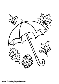 Autumn Umbrella Coloring Page