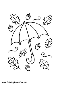 Autumn Umbrella Coloring Page to Print