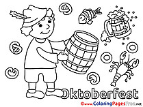 Barrel Oktoberfest for Kids printable Colouring Page