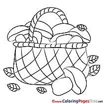 Basket Mushrooms Kids download Coloring Pages