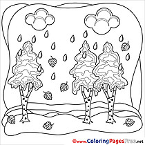 Birches Children download Colouring Page