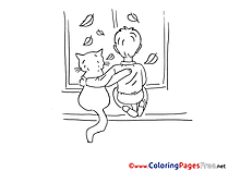 Cat Boy Kids free Coloring Page