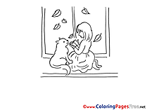 Cat Girl Colouring Sheet download free