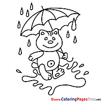 Cat Umbrella Coloring Pages for free