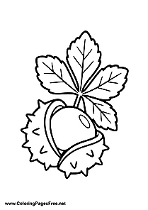 Chestnuts with Autumn Leaves Coloring Page