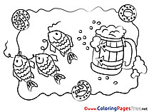 Fish Oktoberfest download printable Coloring Pages