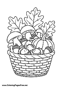 Harvest Basket with Fall Produce Coloring Page