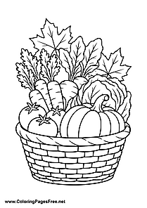 Harvest Basket with Flowers Coloring Page