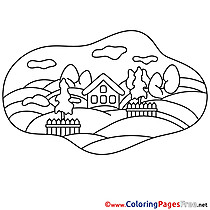 House for Kids printable Colouring Page