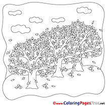 Leaf Fall Children Coloring Pages free