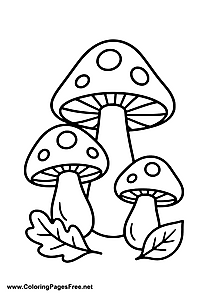 Mushroom Group Autumn Coloring Page Variant