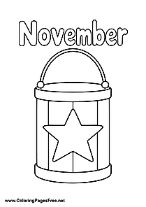 November Coloring Page with Star Lantern