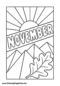November Geometric Autumn Mountain Poster Coloring Page