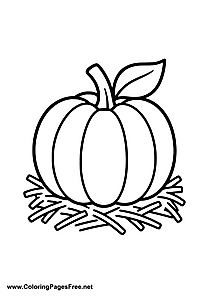 Pumpkin in Autumn Leaves Coloring Page