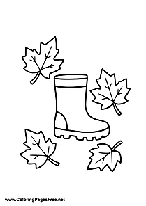 Rain Boot with Pumpkin Autumn Coloring Page