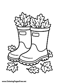 Rain Boots in Autumn Coloring Page