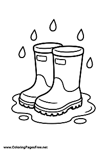 Rain Boots in the Rain Coloring Page