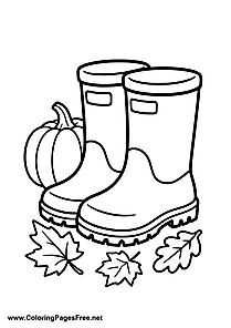 Rain Boots with Autumn Foliage Coloring Page