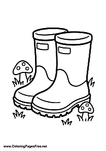 Rain Boots with Autumn Motif Coloring Page