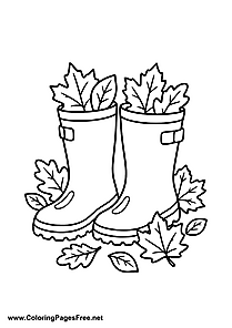 Rain Boots with Flowers Coloring Page