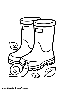 Rain Boots with Umbrella Coloring Page