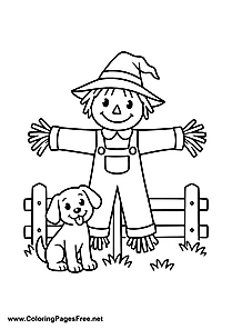 Scarecrow in Flower Field Coloring Page