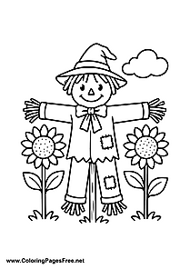Scarecrow with Flowers Coloring Page