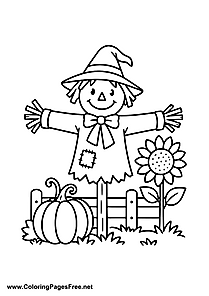 Simple Scarecrow Coloring Page for Kids