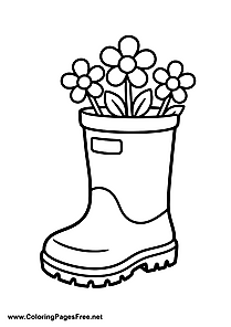 Single Rain Boot Autumn Coloring Page