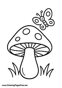 Small Mushroom Coloring Page Easy