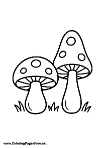 Two Mushrooms Coloring Page to Print