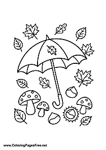 Umbrella Coloring Page Autumn Theme