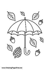 Umbrella in Autumn Coloring Page for Kids