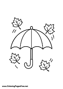 Umbrella with Autumn Leaves Coloring Page