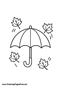Umbrella with Autumn Leaves Coloring Page
