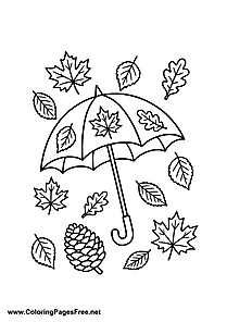 Umbrella with Autumn Motifs Coloring Page
