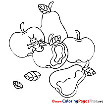 Worm Fruits Kids free Coloring Page