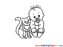 Cat Colouring Page printable free